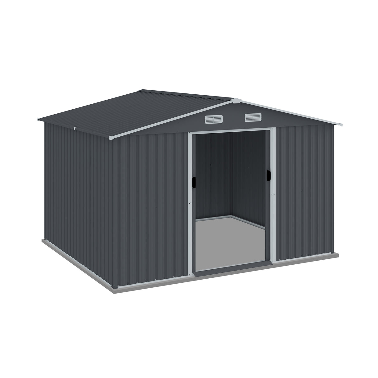 8x10 Steel Outdoor Storage Shed – Weather-Resistant Garden Utility with Sloped Roof Design
