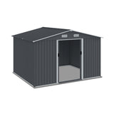 8x10 Steel Outdoor Storage Shed – Weather-Resistant Garden Utility with Sloped Roof Design