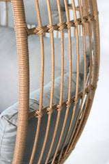 Outdoor garden wicker egg chair and footstool patio chaise