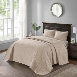 Reversible Quilt Set with Antimicrobial Cotton Filling - Khaki King/Cal King