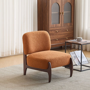Modern Boucle Lounge Chair with Solid Wood Frame