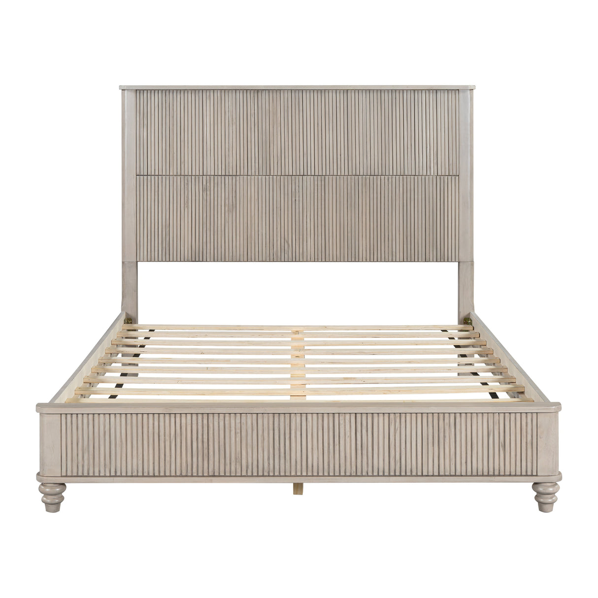 Solid Wood Queen Platform Bed Frame with Tall Headboard