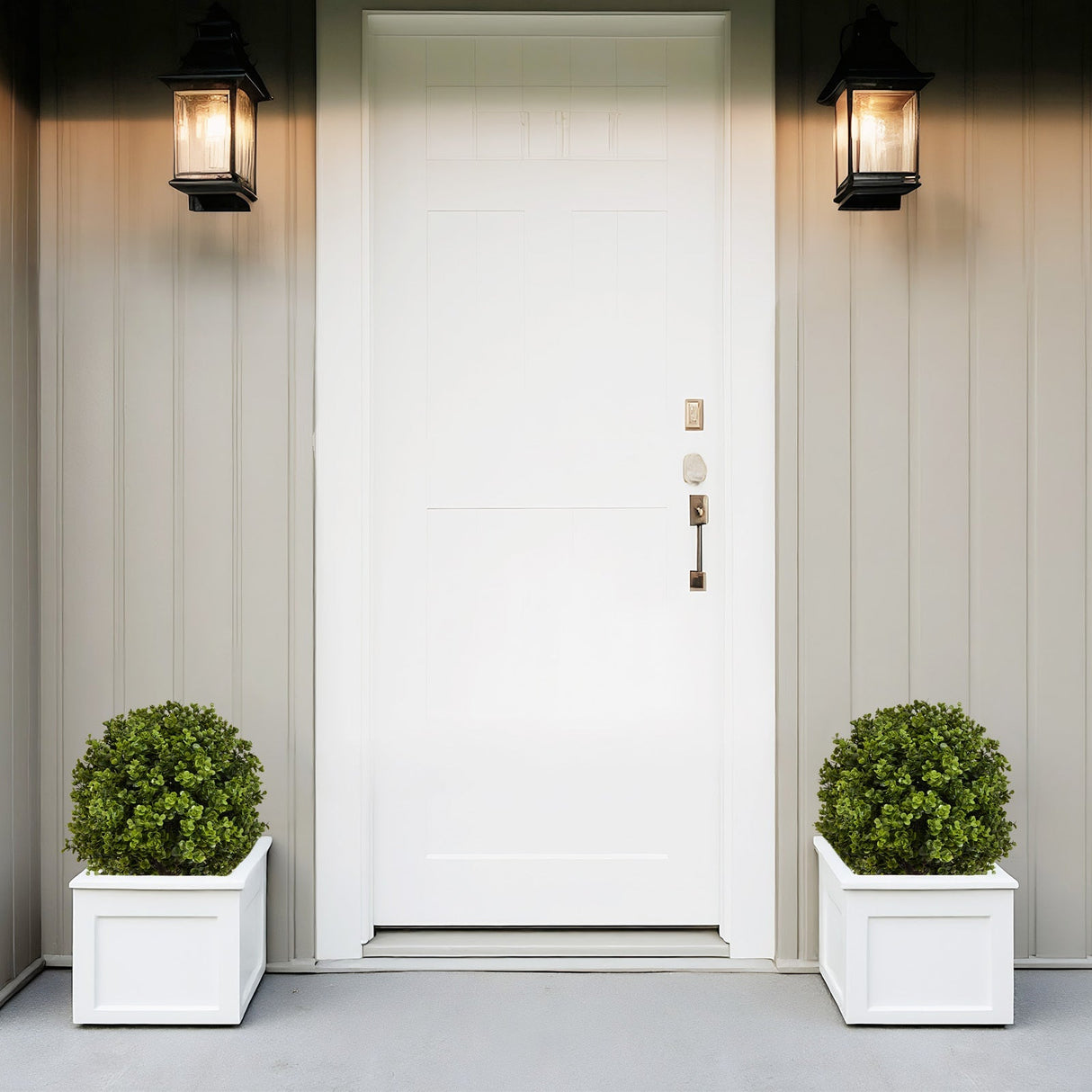 22in Boxwood Ball Shaped Artificial Topiary Shrubs Tree in Pot for Home and Garden Decoration - 2pcs Set