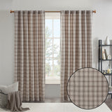 Plaid rod pocket and back tab curtain panel with fleece lining