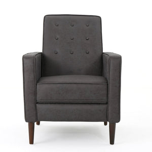 Macedonia - Mid Century Modern Button Tufted Fabric Recliner - Slate