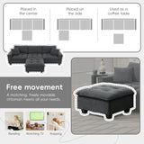 Leland Suede-Tufted L-Shaped Sectional With Ottoman