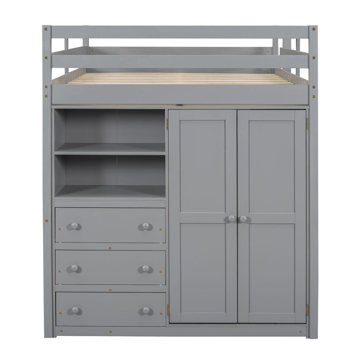 Loft Bed With Built In Wardrobe, Shelves And Drawers