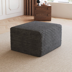 Sofa Ottoman - No Assembly Required - Dark Grey Plush Corduroy Fabric