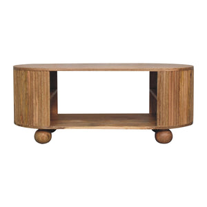 Solid Wood Soba Ball Coffee Table, Open Storage