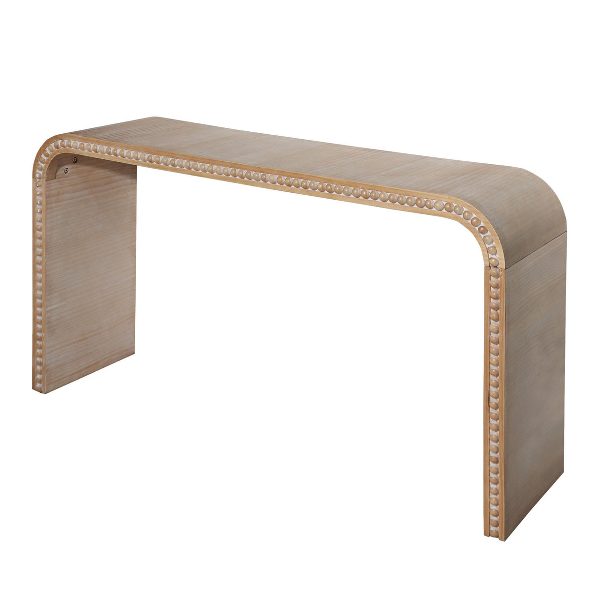 59in Console table with wood beads,curved waterfall-style table