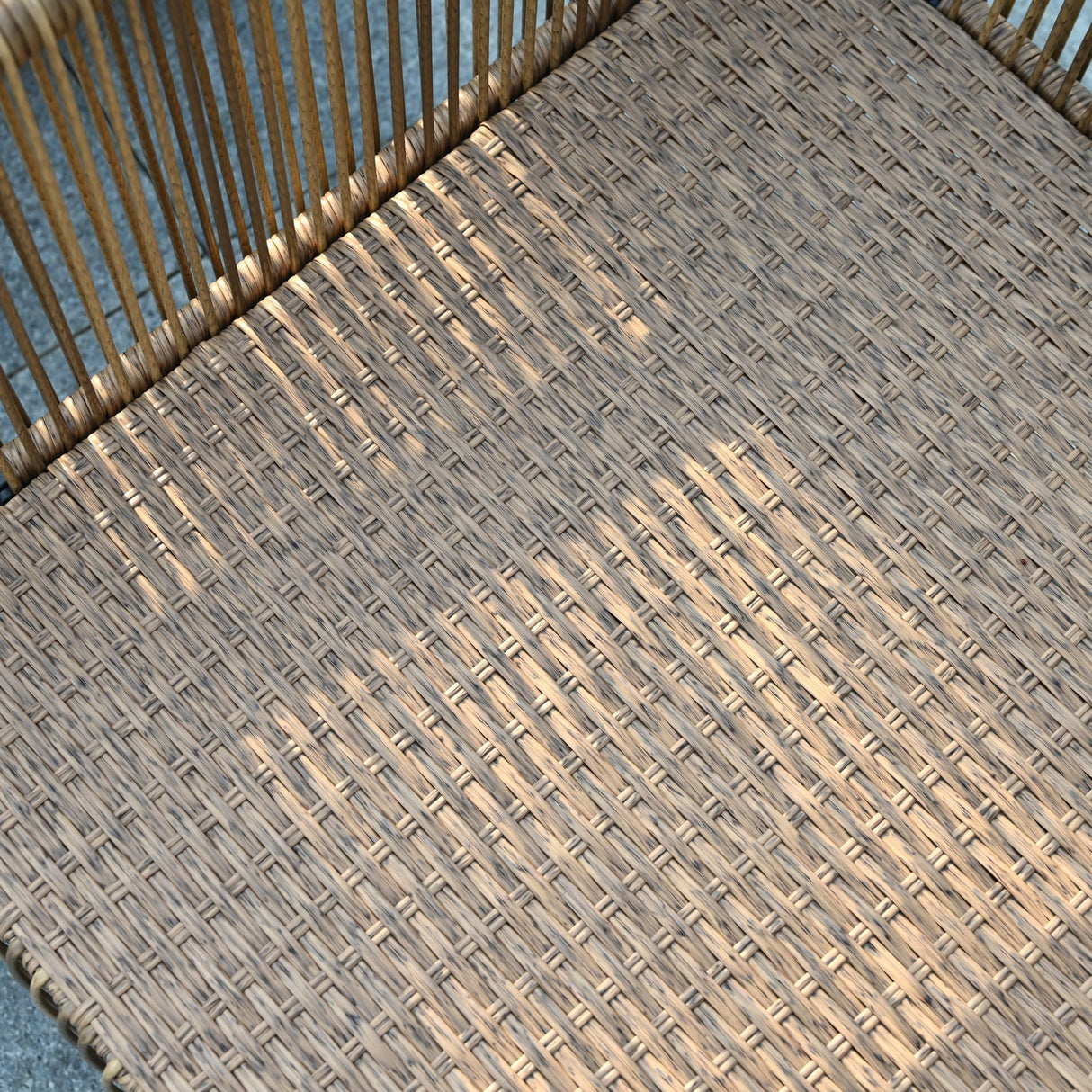 Outdoor PE Wicker 2-Seater Sofa Set with Grey Cushions and Table