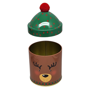 Gift Tin with Pom Pom Hat - Reindeer