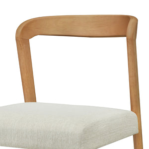 Solid Rubber Wood Dining Chairs (Natural Oak + Beige) Set of 2