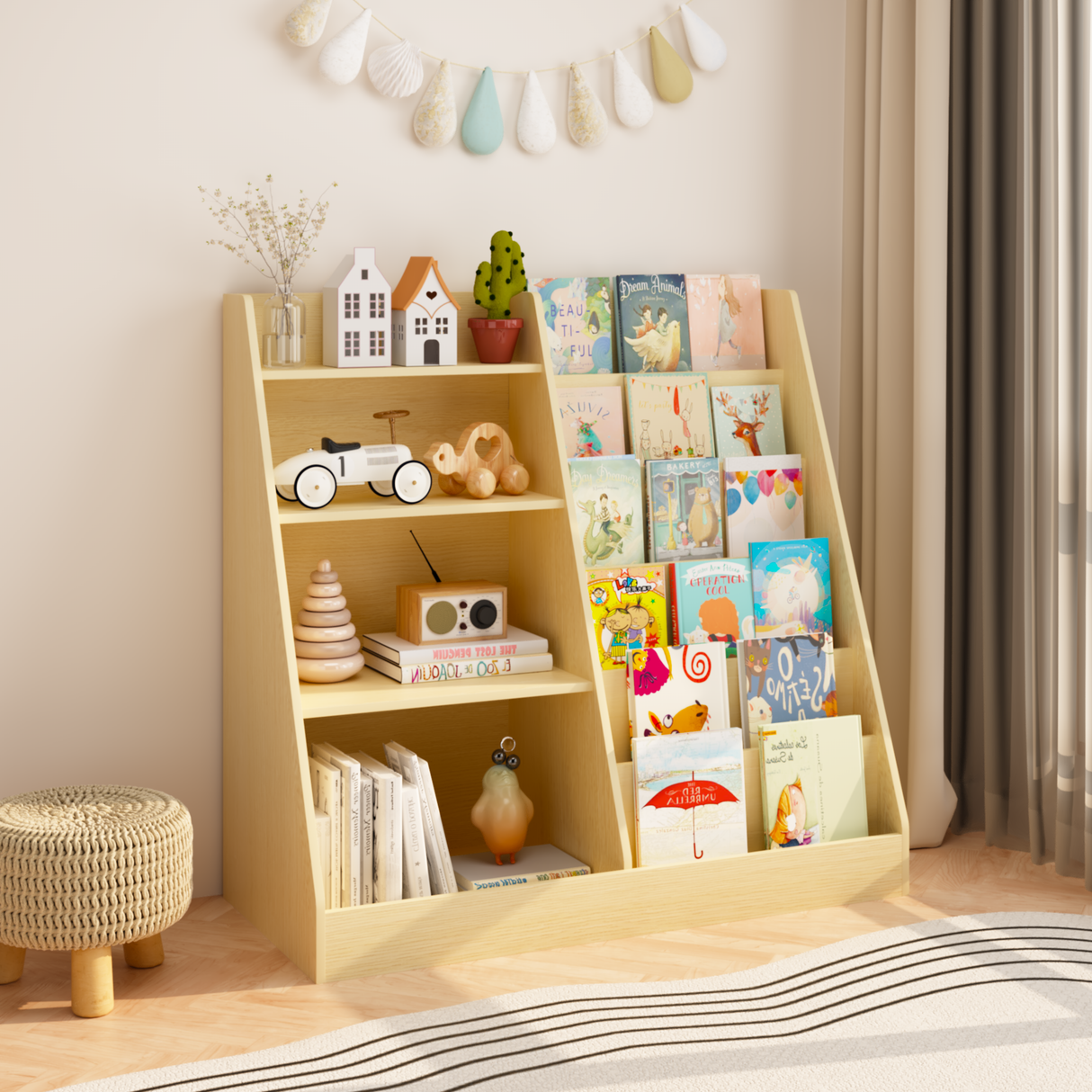 Kids Bookshelf and Toy Storage Organizer