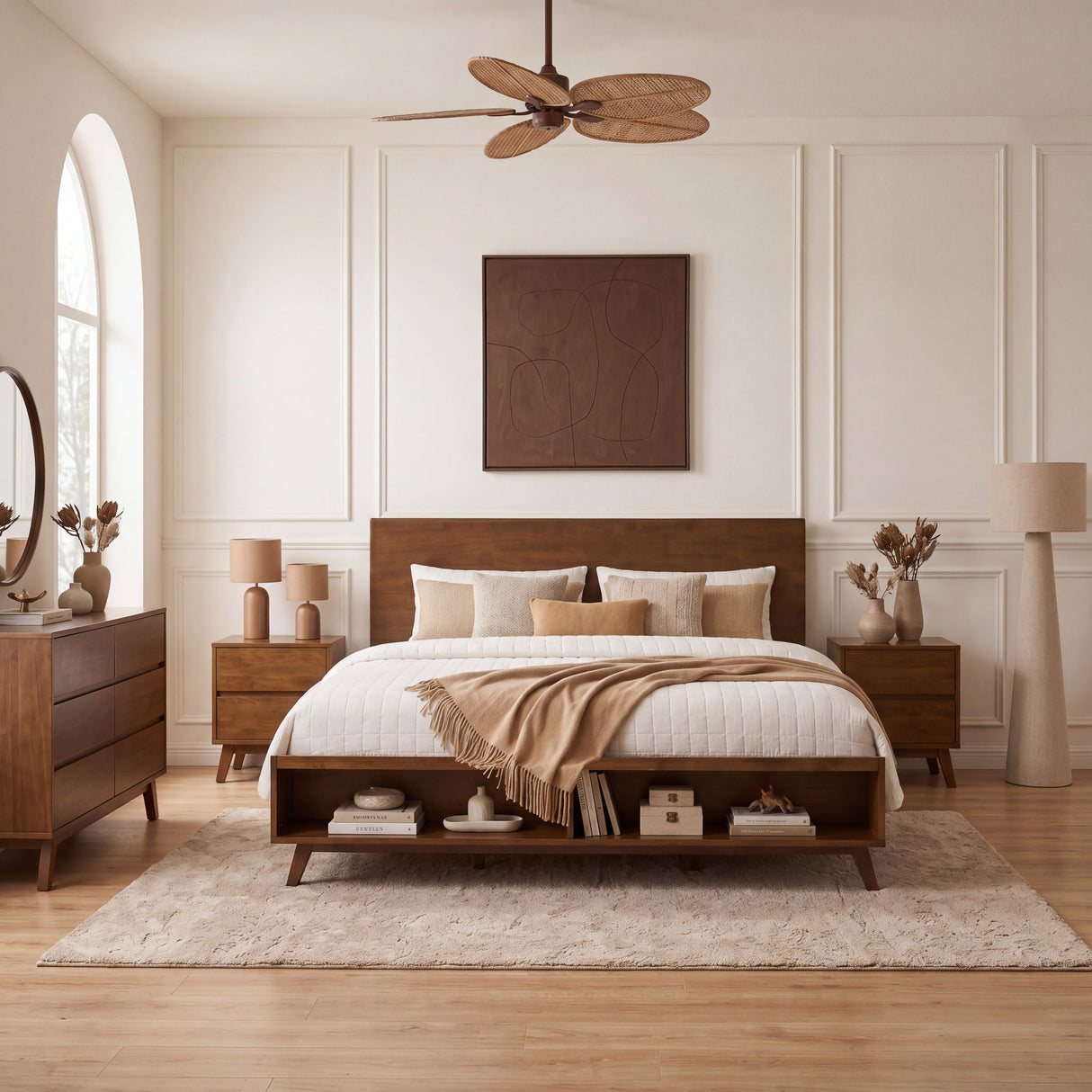 Walnut King Size Platform Bed Frame