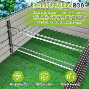 Walnut Raised Metal Garden Bed Kit with Safety Edging - 74.6" x 35.4" x 25"