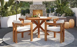 5-Piece Outdoor Acacia Wood Round Dining Set