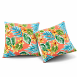 2 Pack Outdoor Throw Pillows, Waterproof & Fade-Resistant Patio Cushions (18x18 Inch, Bright Coral Pink)