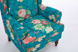 Modern Accent Chair with Retro Wood Legs - Floral
