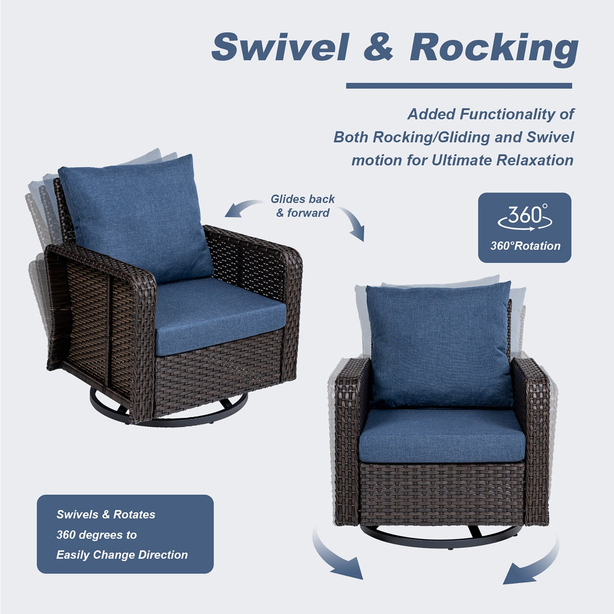 TL Two Swivel Chairs and Side Table Patio Set