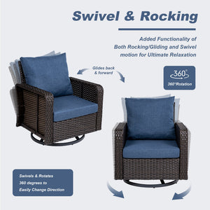 TL Two Swivel Chairs and Side Table Patio Set