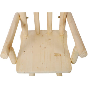 Rustic Bar Stool, Fir Wood Construction, Wide Armrest