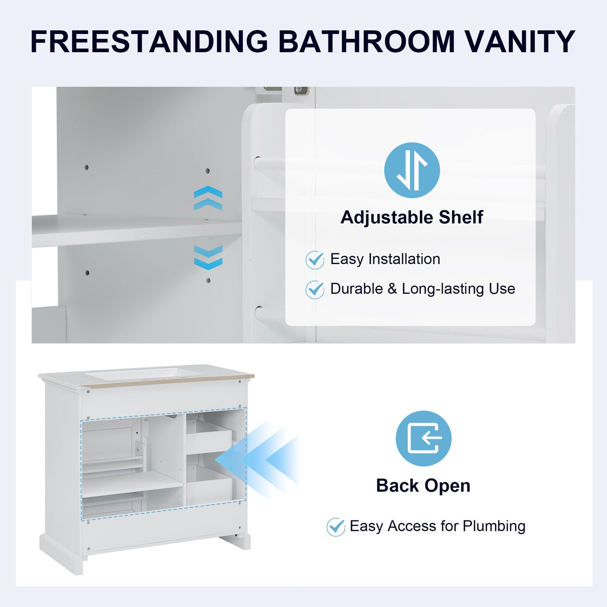 36-Inch Bathroom Vanity with Ceramic Sink Top