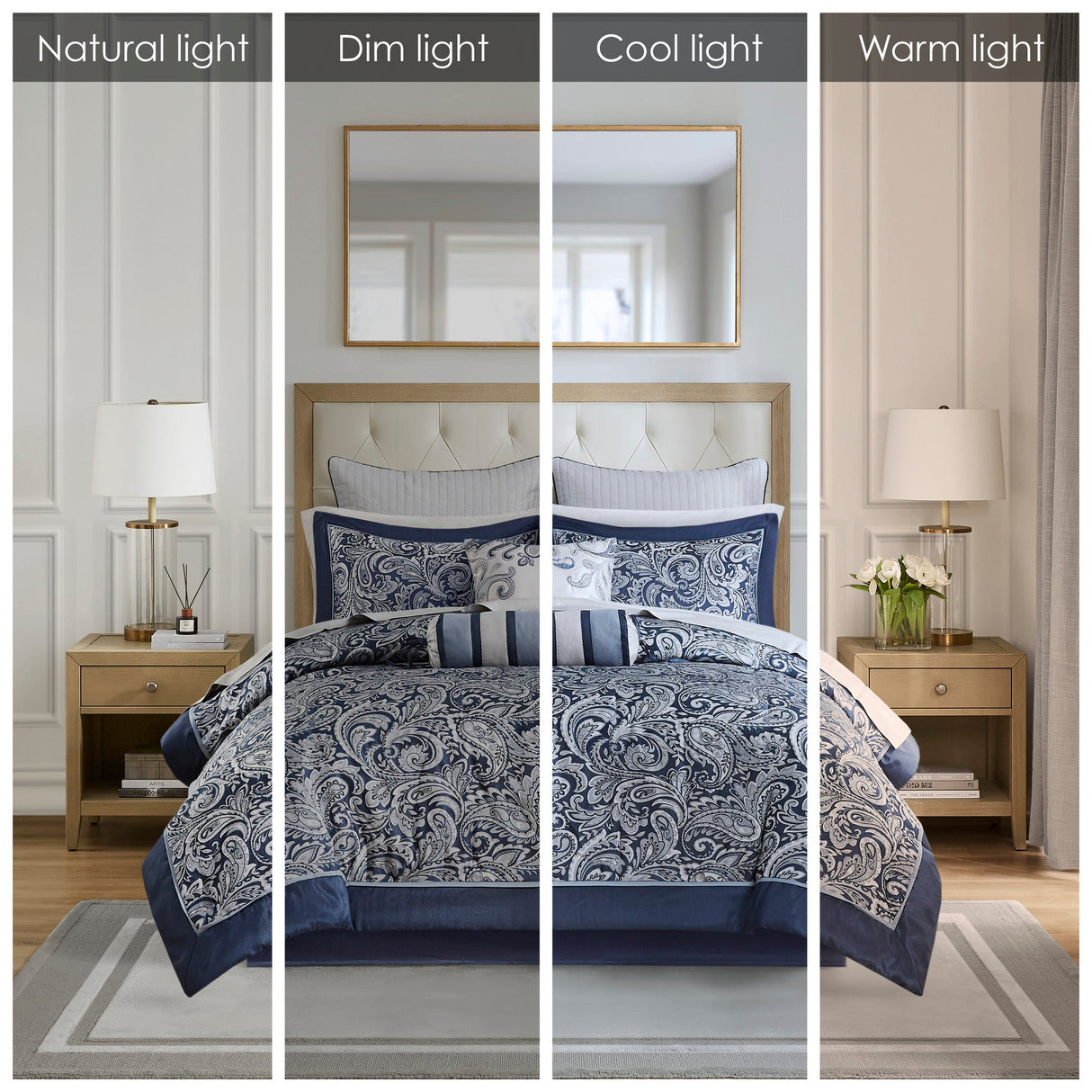 12 Piece Comforter Set with Cotton Bed Sheets Navy King