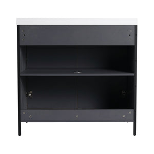 Modern Freestanding Bathroom Vanity With Resin Sink & Soft Close Cabinet Doors