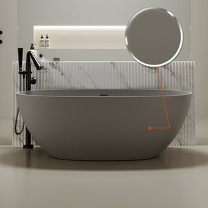 63" Freestanding Bathtub Resin Stone Soaking Bathtub