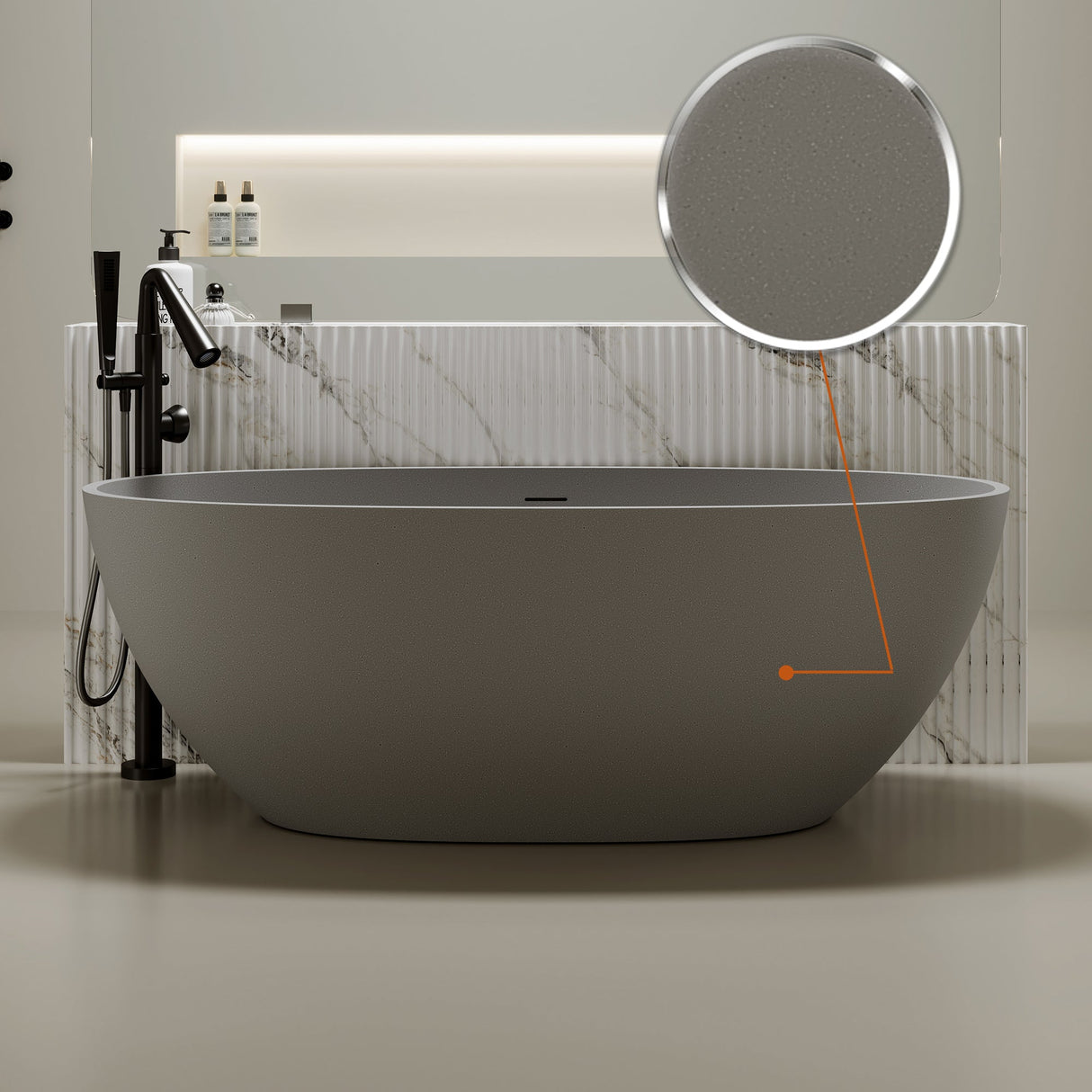 55'' Freestanding Bathtub Resin Stone Soaking Bathtub