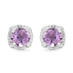 1.46 Carat Genuine Amethyst .925 Sterling Silver Earrings