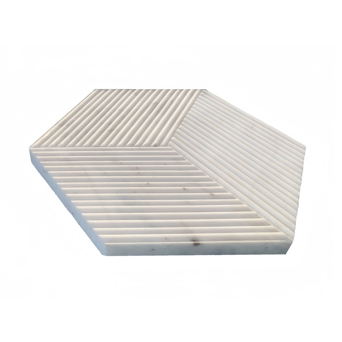Hexagon Natural Stone Marble Tile, 3D Fluted (Set of 12)