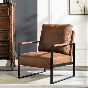 Classic Mid Century Modern Accent Chair with Square Metal Frame - Multiple Colors