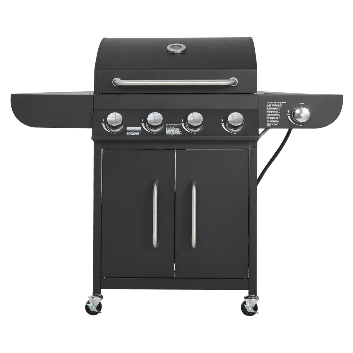 Gas Grill, 4 Burner Propane Gas Grill with Side Burner