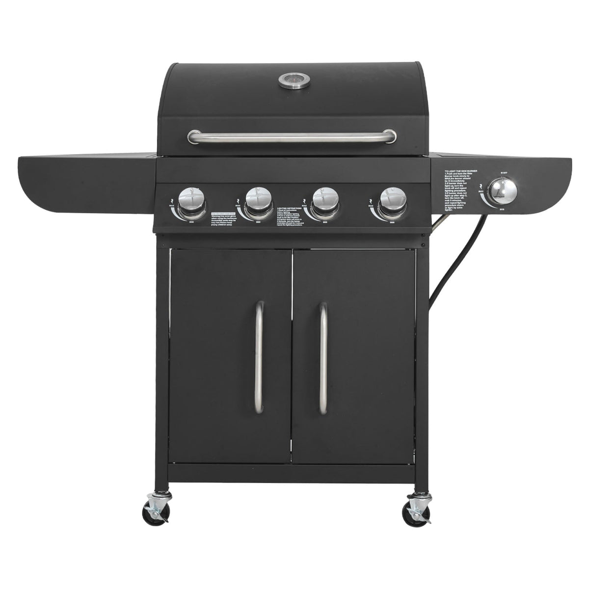Gas Grill, 4 Burner Propane Gas Grill with Side Burner