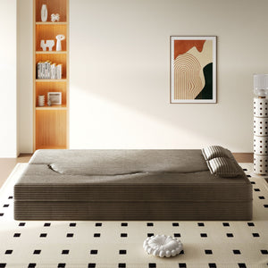 Modern Floor Sofa With 2 Pillows, Convertible Twin Size Folding Mattress For Living Room