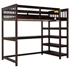 Loft Bed With Storage Shelves And Under Bed Desk