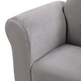 Kids Gray Velvet Upholstered Chair with Ottoman