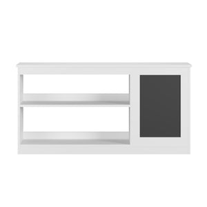 3-in-1 Bookshelf and Toy Storage Cabinet with Chalkboard - White