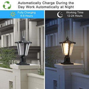 15' Solar Powered Outdoor Lantern, Modern Garden Light with LED (2-Pack)