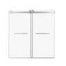 Frameless Double Sliding Soft Close Shower Door, Tempered Glass