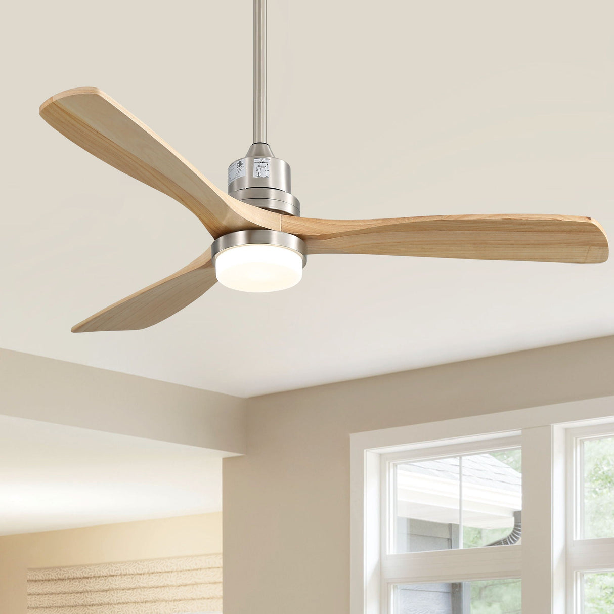 Indoor Ceiling Fan With Dimmable LED Light, 6-Speed Remote Control, LED DC Motor, Reversible Blades