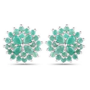 2.32 Carat Genuine Emerald .925 Sterling Silver Earrings
