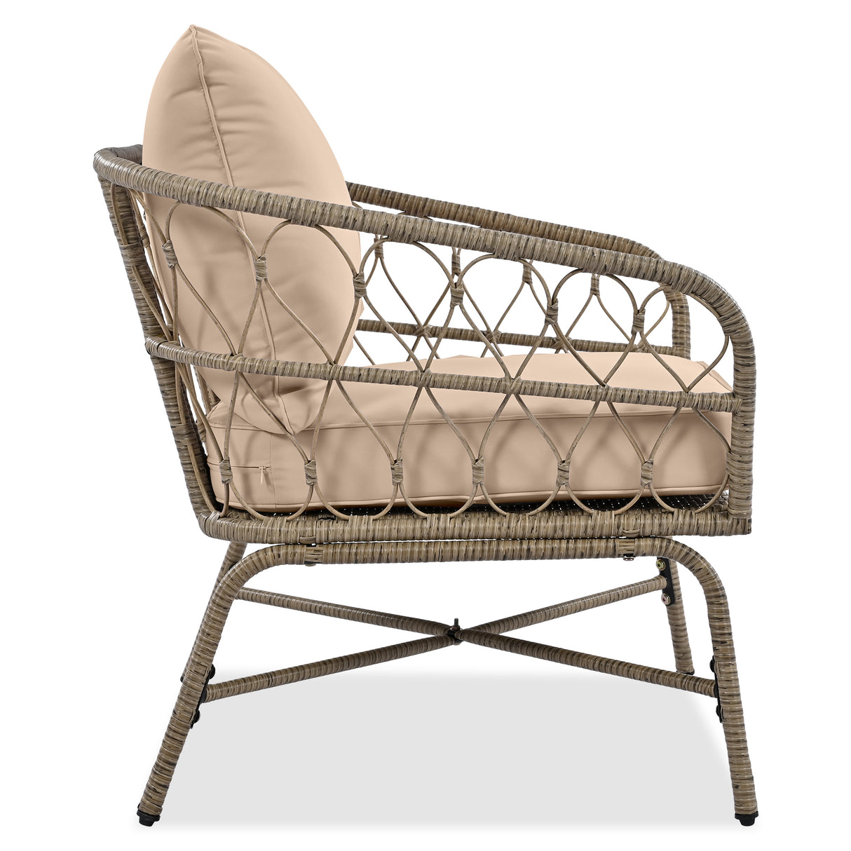 4 Piece Bohemian Wicker Chat Set With Acacia Wood Table