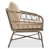 4 Piece Bohemian Wicker Chat Set With Acacia Wood Table