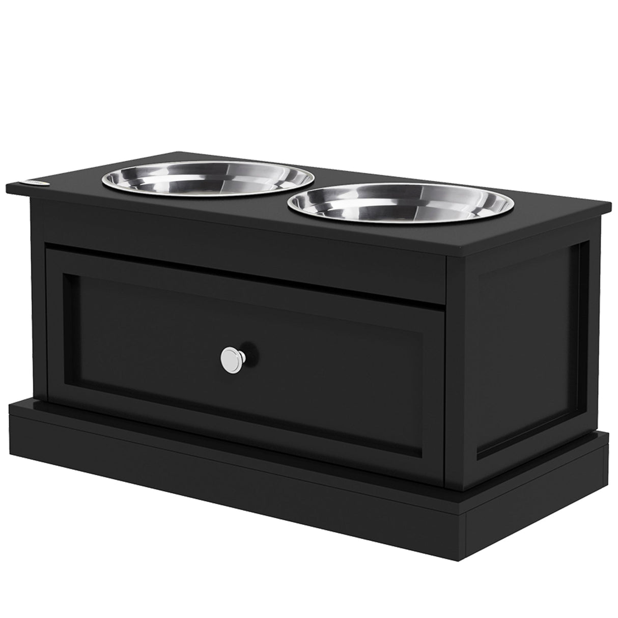 PawHut Large Elevated Dog Bowls with Storage Drawer