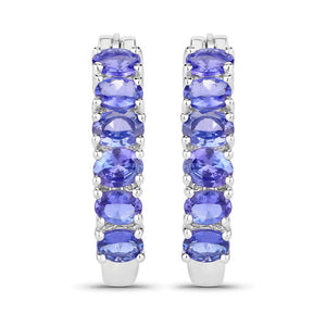 2.04 Carat Genuine Tanzanite .925 Sterling Silver Earrings