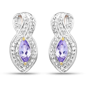 14K Yellow Gold Plated 0.28 Carat Genuine Tanzanite .925 Sterling Silver Earrings