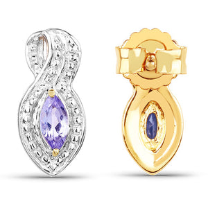 14K Yellow Gold Plated 0.28 Carat Genuine Tanzanite .925 Sterling Silver Earrings